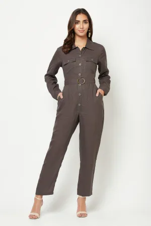 Linen Shirt-Style Jumpsuit