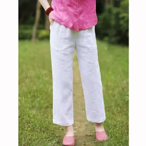 Linen Summer Autumn Women Casual Pants with Pockets SMM97212