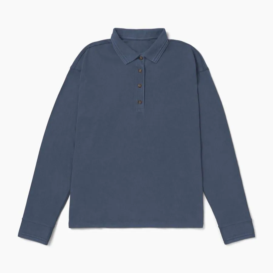 Long Sleeve Relaxed Polo (Blue Nights)