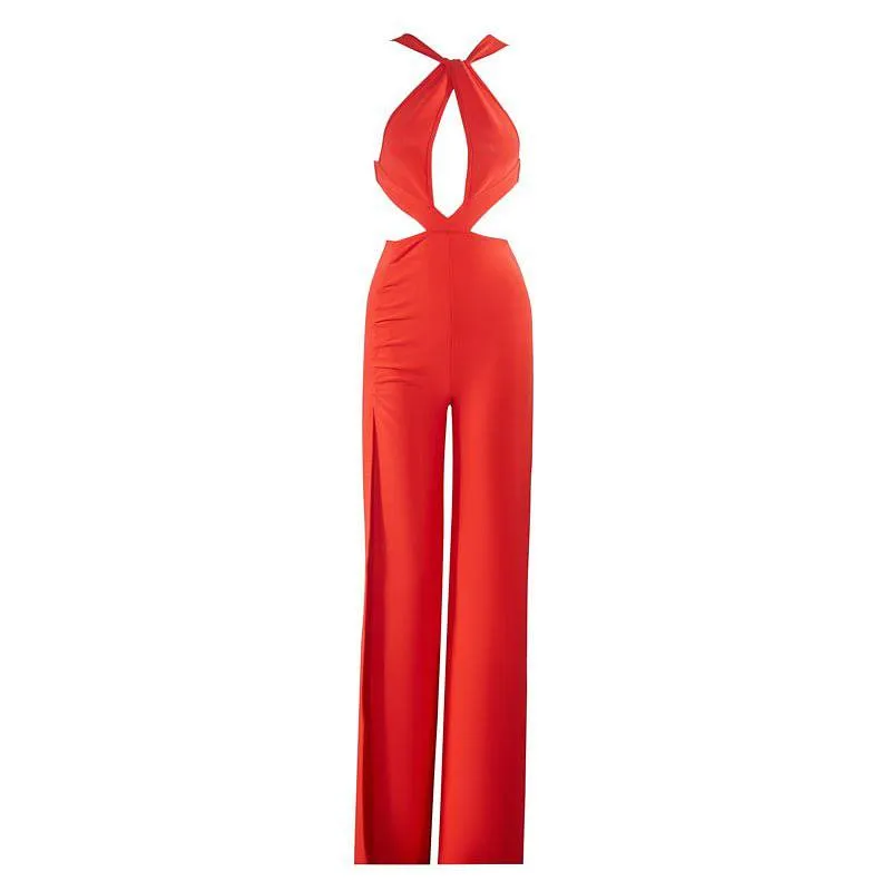 Lucille Halter Neck Cut Out Detail Jumpsuit