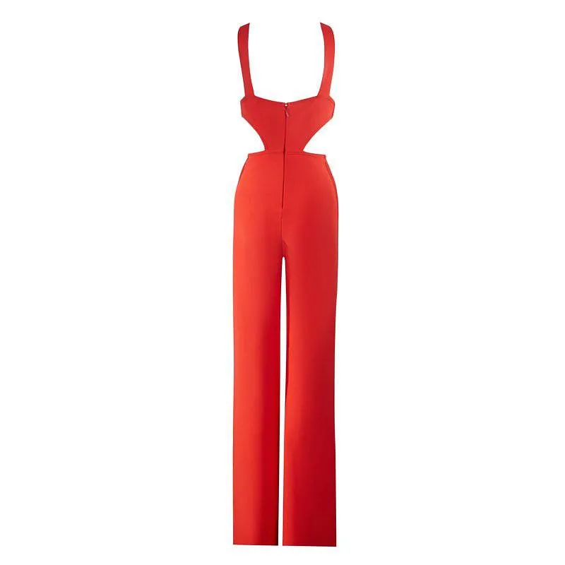 Lucille Halter Neck Cut Out Detail Jumpsuit