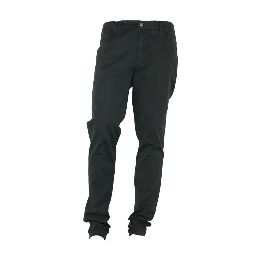 Made in Italy Elegant Summer Black Cotton Trousers