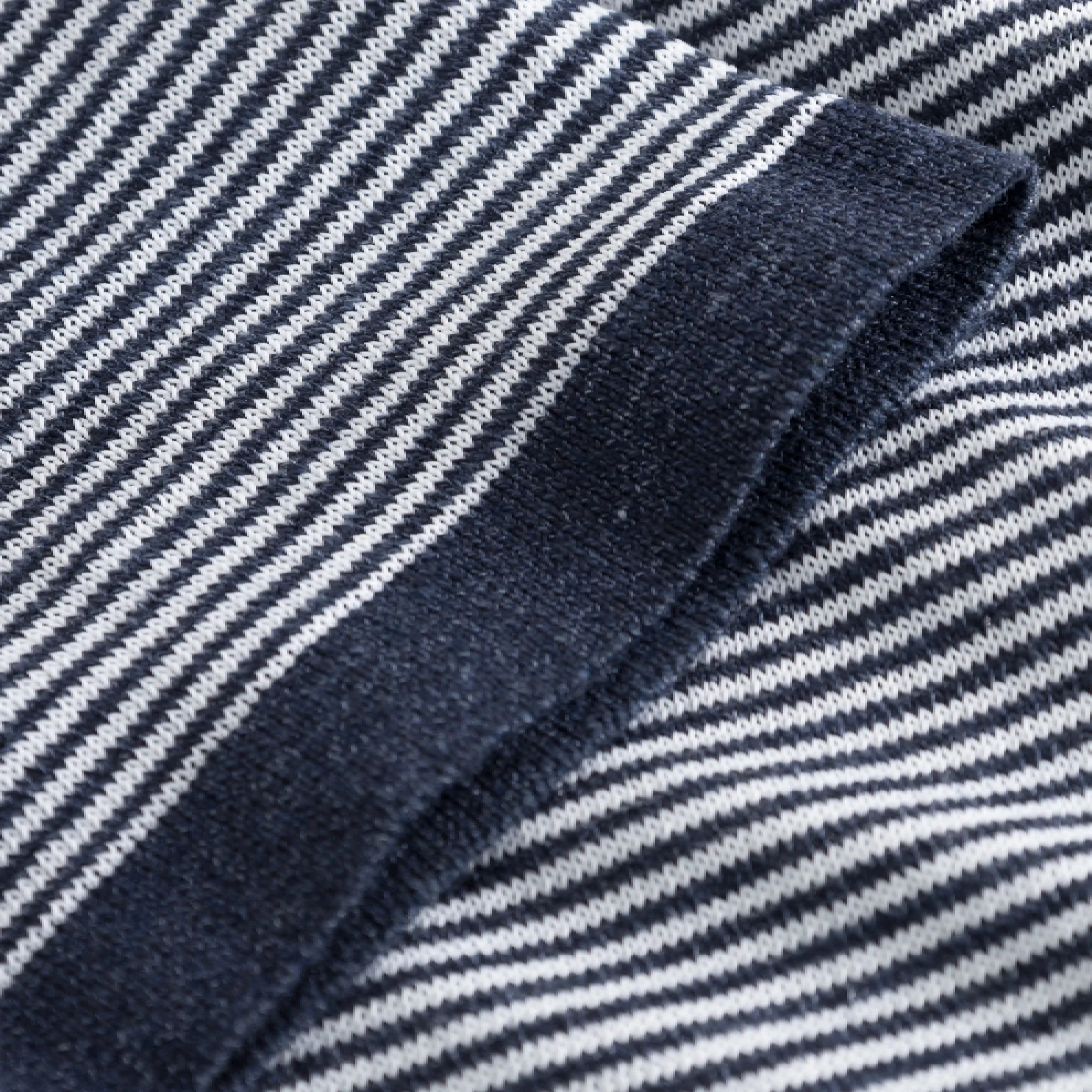 Madrin Linen/Cotton Blend Short Sleeve Crewneck / Navy Stripe