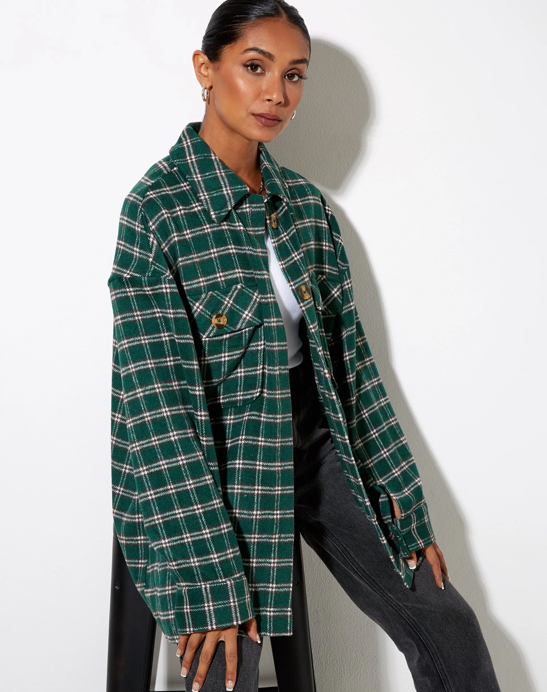 Marcel Shirt in Check Black and Green