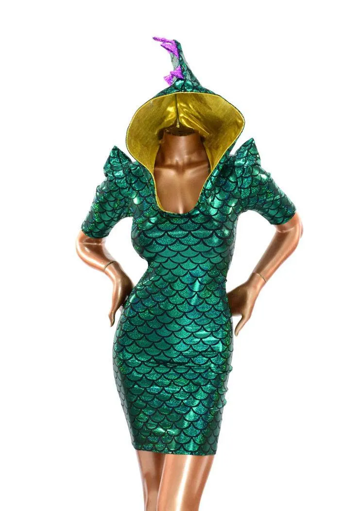 Mardi Gras Sharp Shoulder Dragon Dress