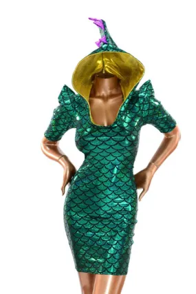 Mardi Gras Sharp Shoulder Dragon Dress