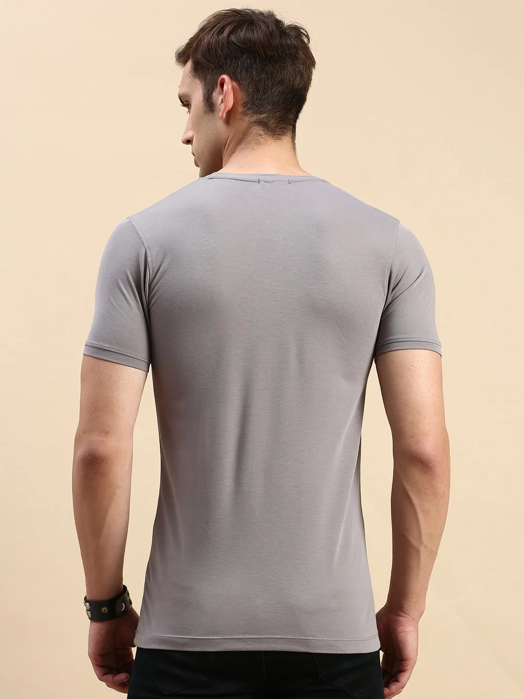 Men Grey Printed T Shirt