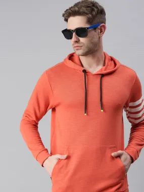 Men Striped Peach Sweatshirt