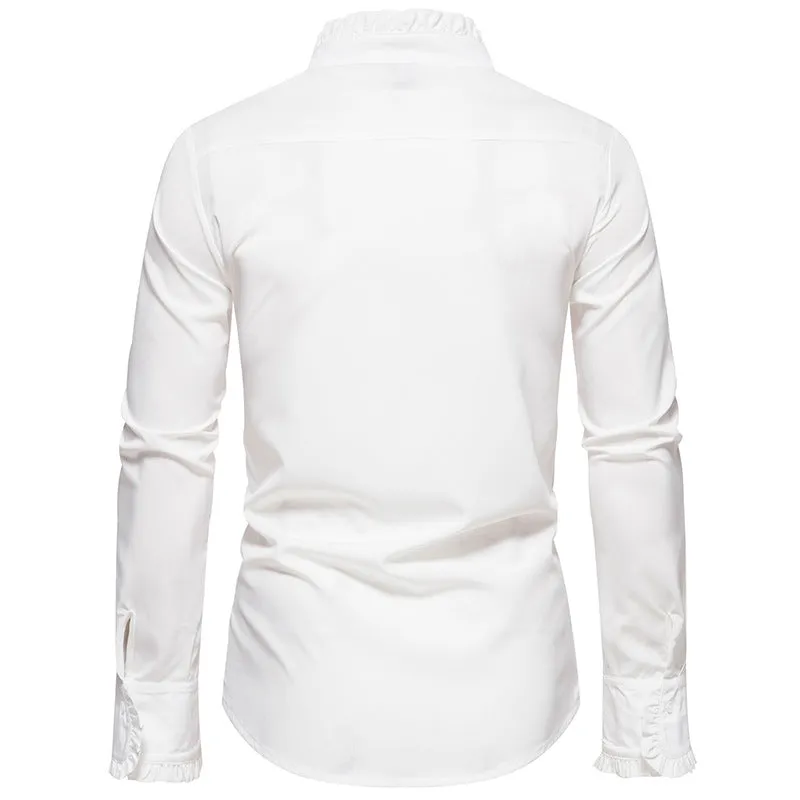 Men Turtleneck Bridal Wedding Shoes Long Sleeves Shirt