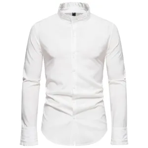 Men Turtleneck Bridal Wedding Shoes Long Sleeves Shirt