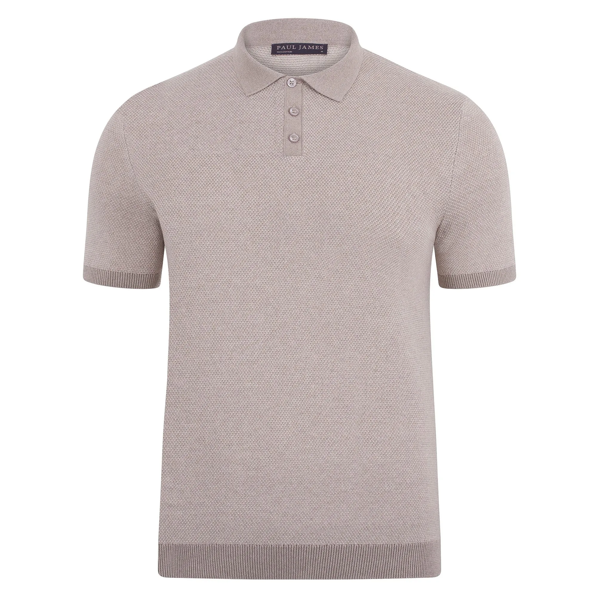 Mens Lightweight Cotton Two Tone Textured Polo Shirt