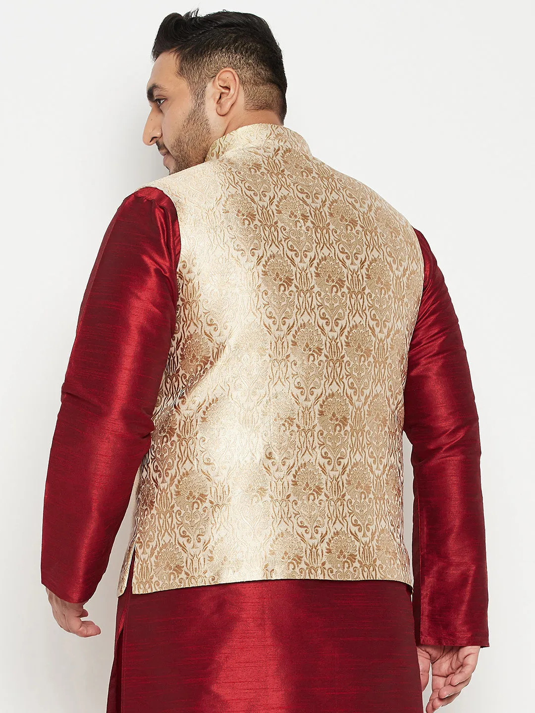 Men's Plus Rose Gold Nehru Jacket - Vastramay