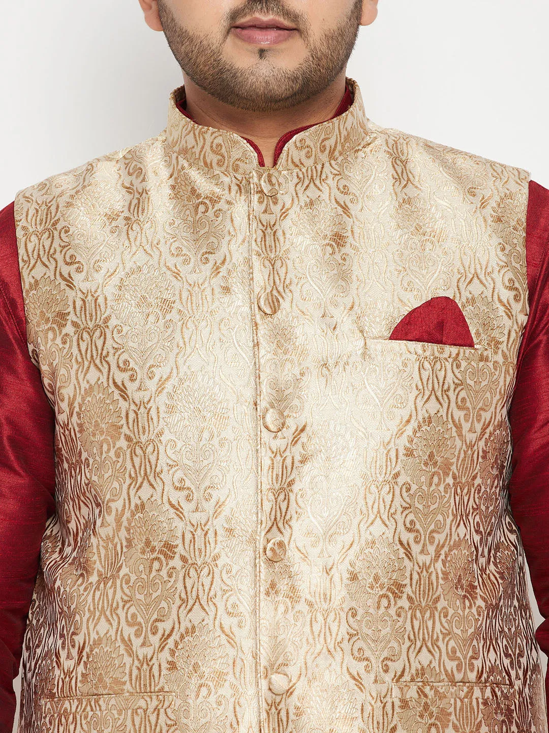 Men's Plus Rose Gold Nehru Jacket - Vastramay