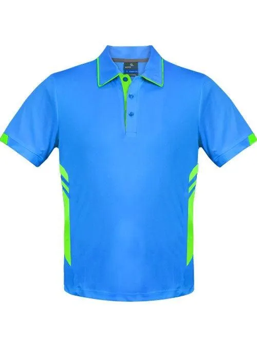 Mens Tasman Polo Cyan/Neon Green