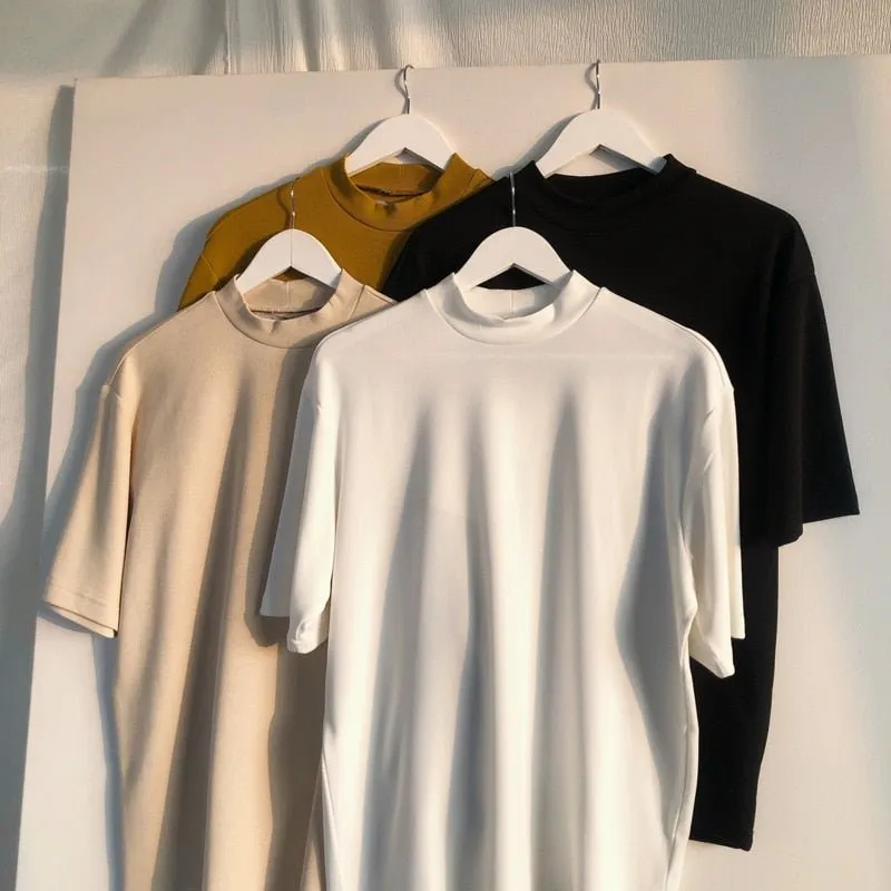 Mens Wear Turtleneck Short Sleeve Tee