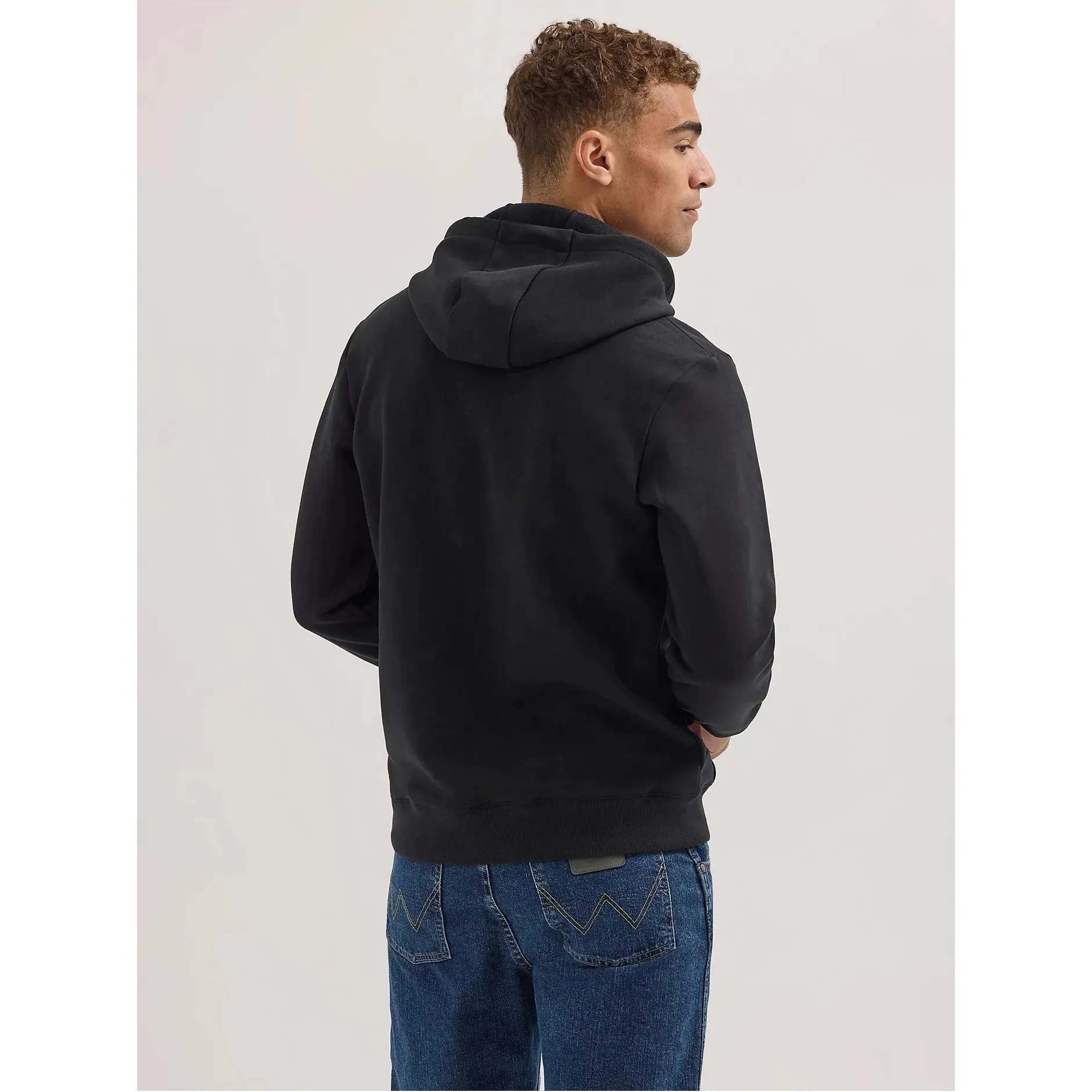 Men's Wrangler Logo Arm Hit Pullover Hoodie-Jet Black