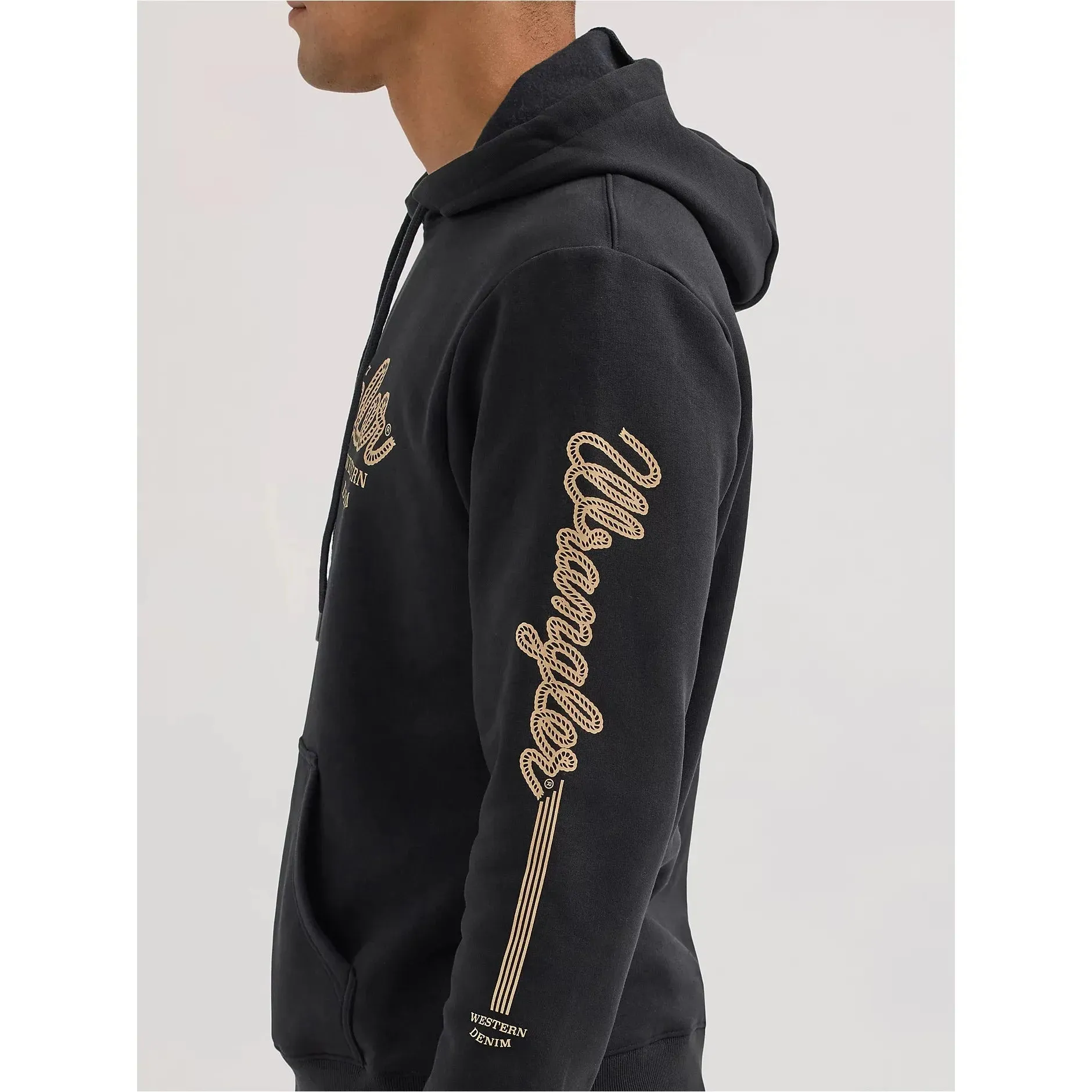 Men's Wrangler Logo Arm Hit Pullover Hoodie-Jet Black