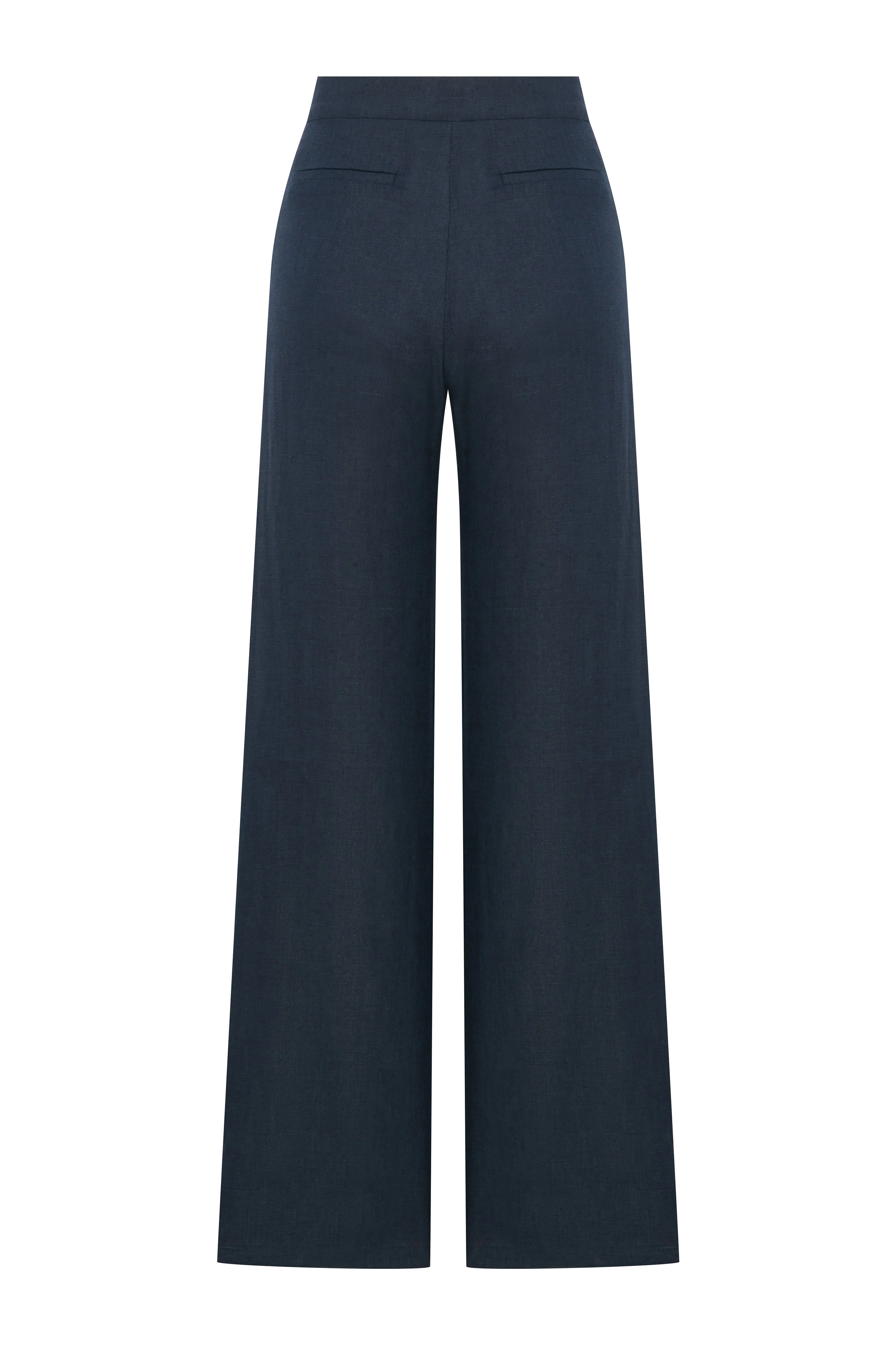 Millie Linen Trousers in Dark Navy