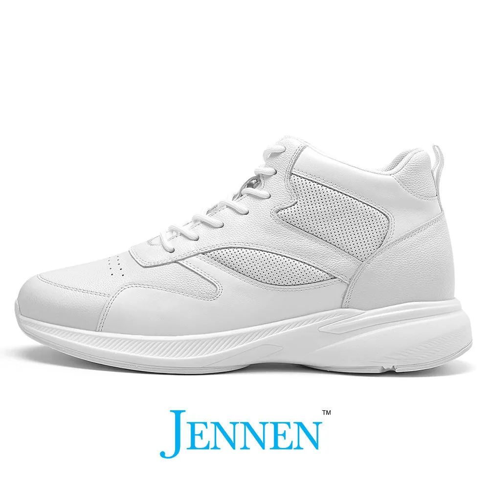 Mr. Pippen 8cm | 3.2 inches Classic White Leather Casual Elevator Sneakers