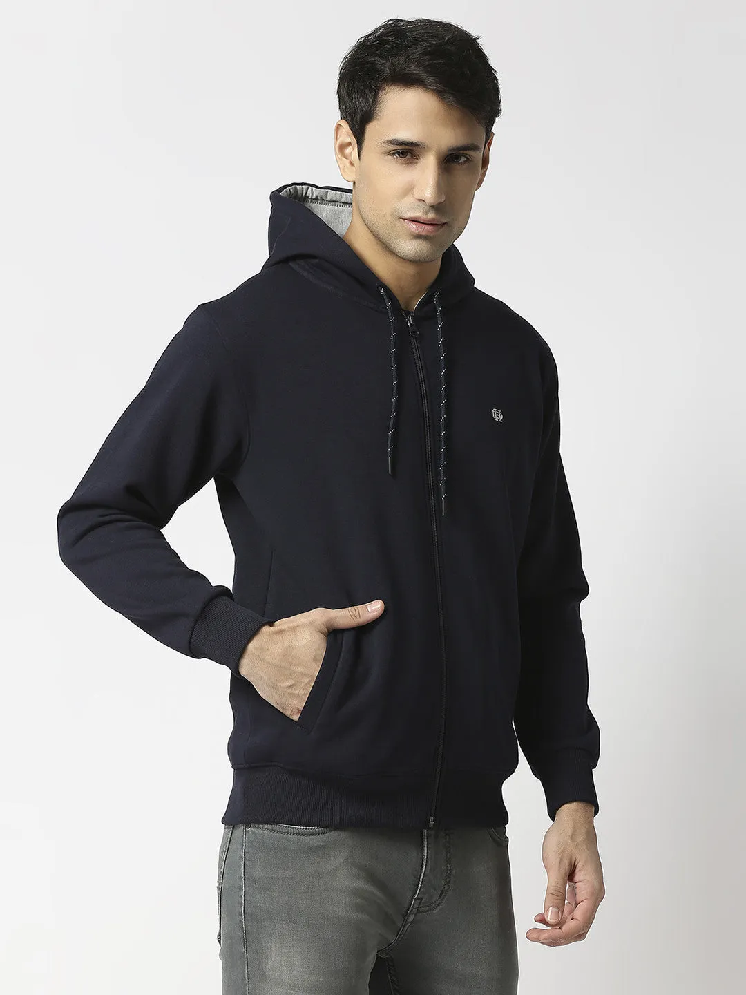 Navy Blue Full Zip Fleece Hoodie