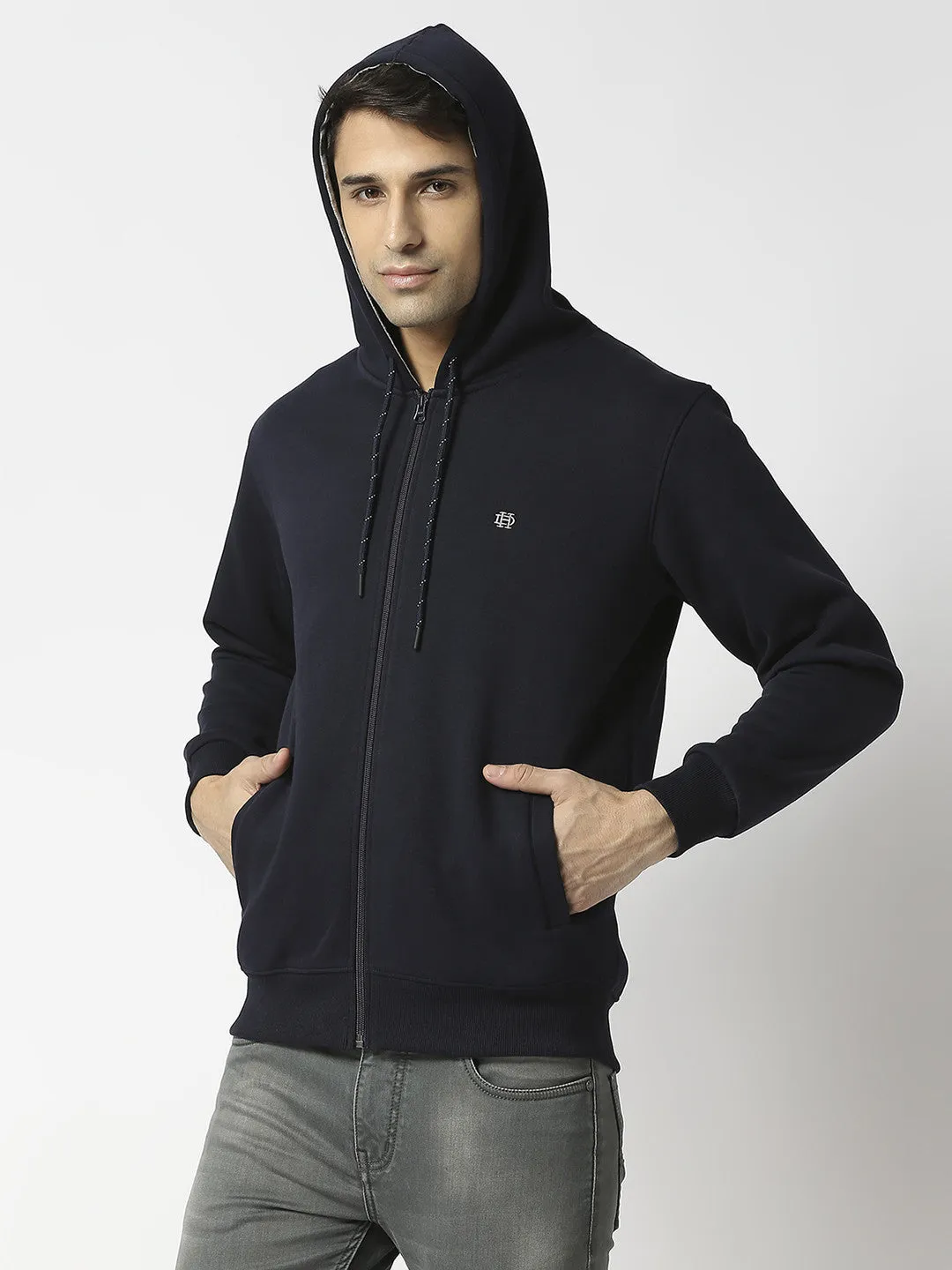 Navy Blue Full Zip Fleece Hoodie