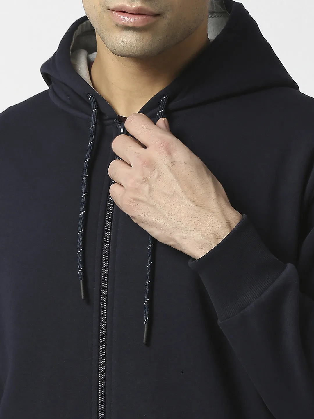 Navy Blue Full Zip Fleece Hoodie