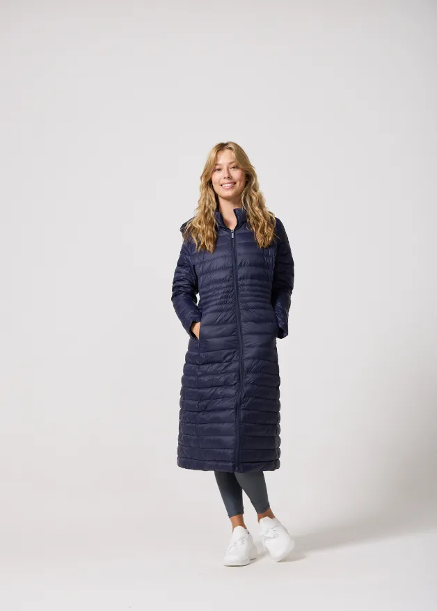 Navy Maxi Duck Down Puffer Coat