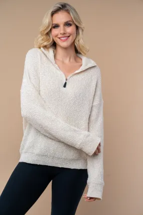 Oatmeal Half Zip Sweater by White Birch