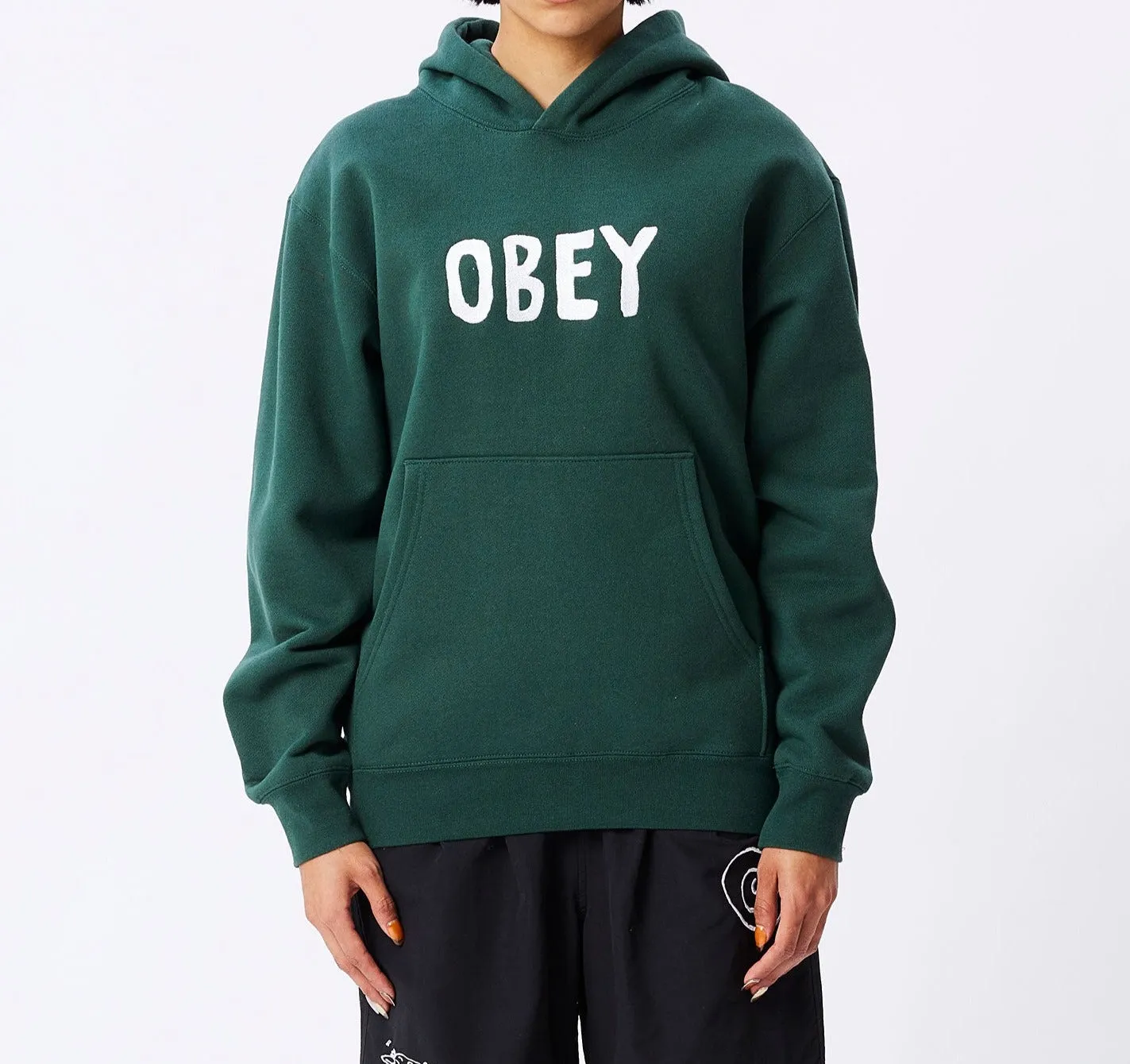 Obey OG Type Pullover Hoodie - Dark Cedar