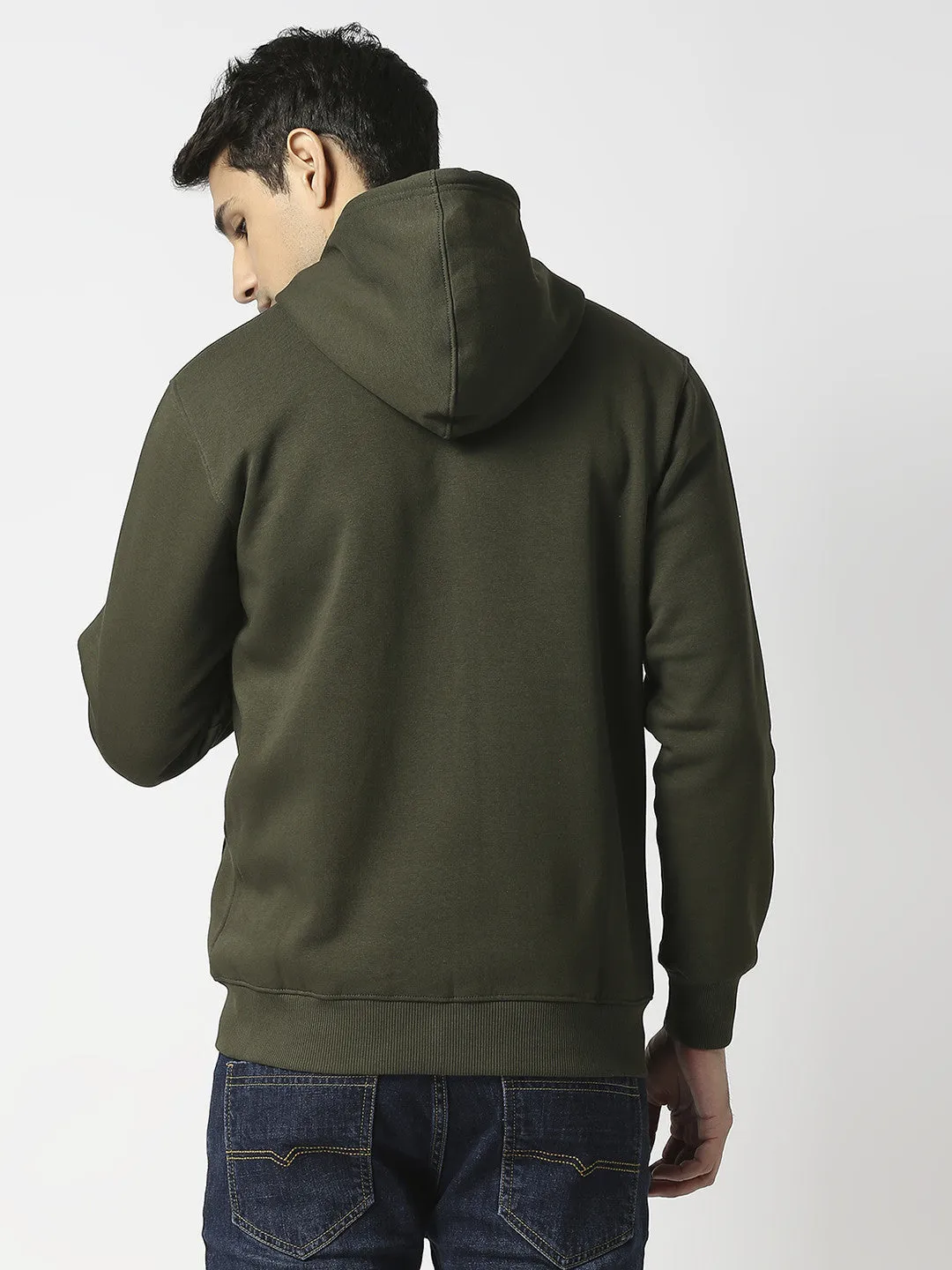 Olive Full Zip Fleece Hoodie