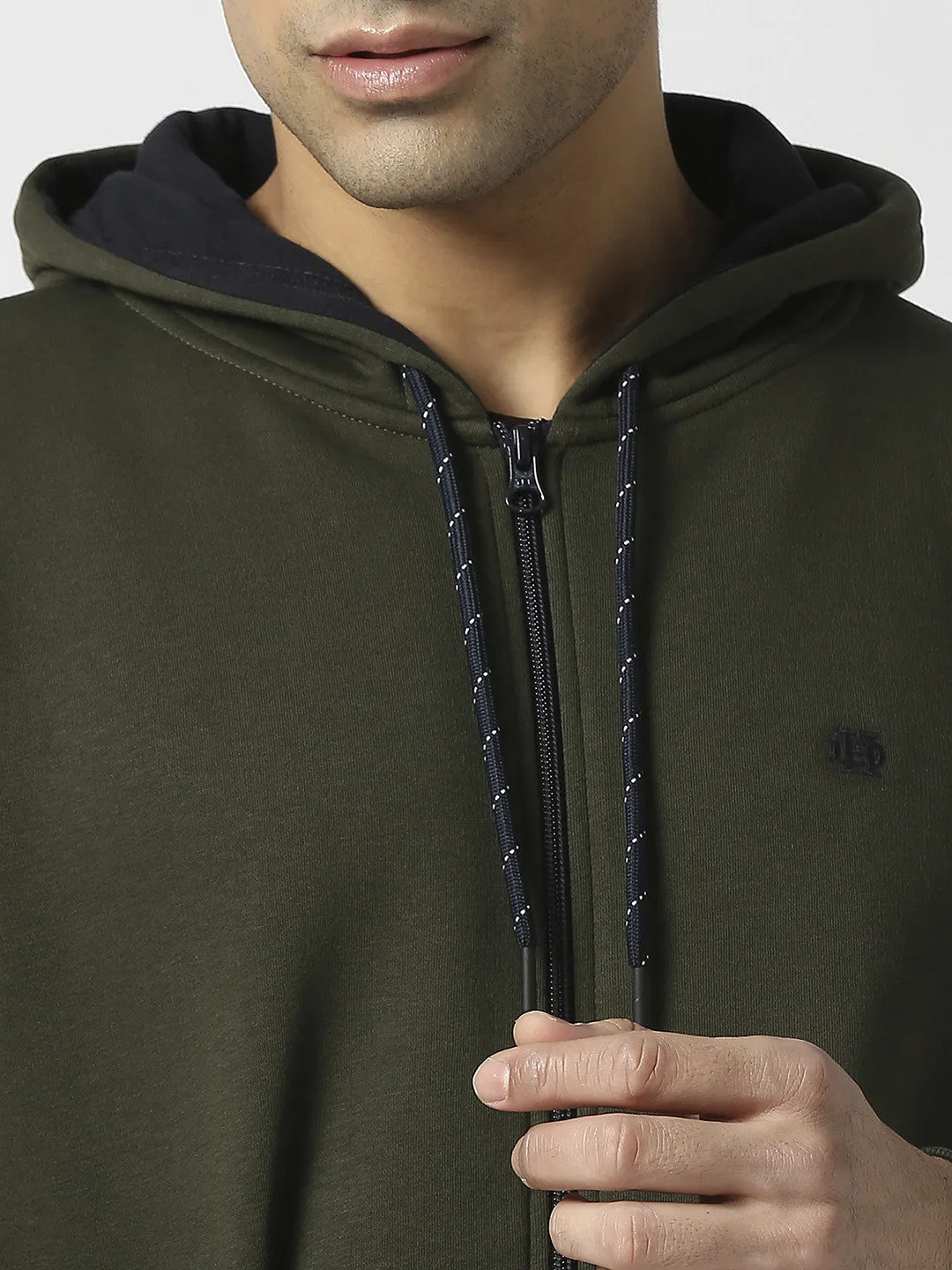 Olive Full Zip Fleece Hoodie