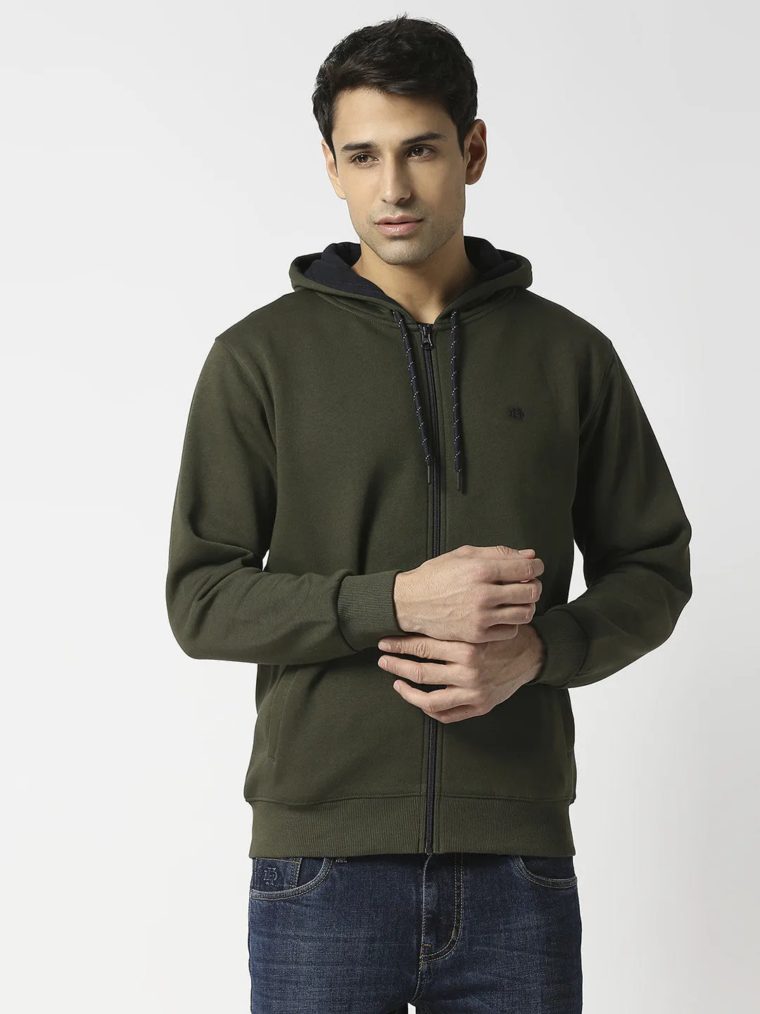 Olive Full Zip Fleece Hoodie