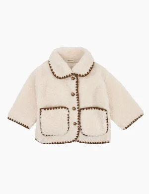 Paddy Faux Sherpa Fleece Coat in Winter White