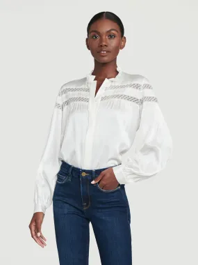 Paneled Lace Long Sleeve Top -- Off White