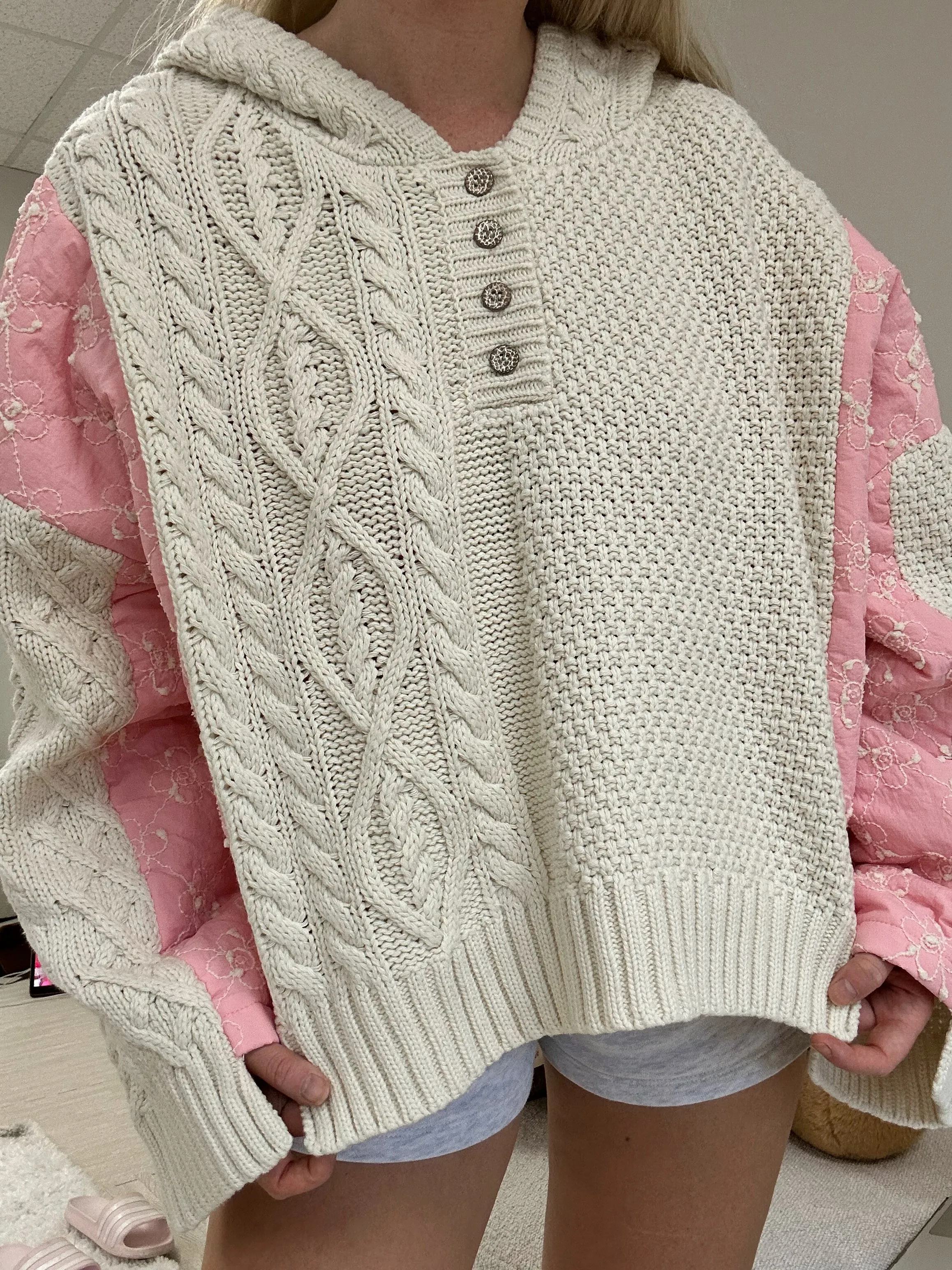 Pink Blossom Quilted Kit Sweater