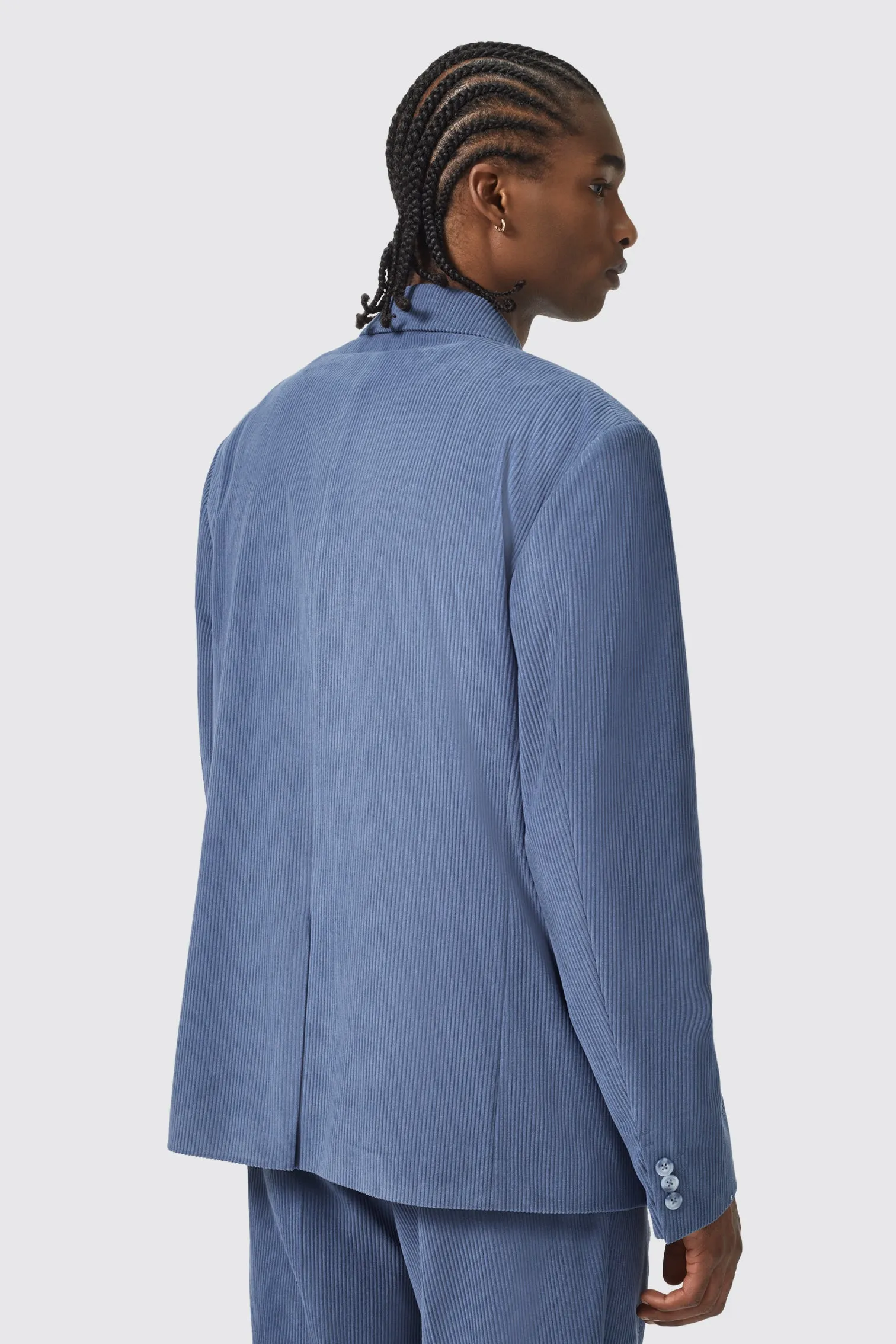 Pirlo Oversized Double Breasted Blue Corduroy Jacket