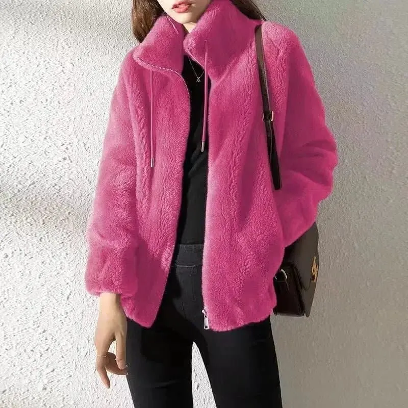 Plush Zipper Coat - Stylish & Warm Women's Spring Jacket