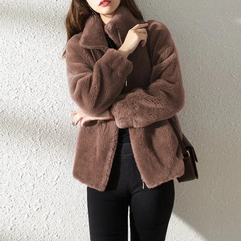 Plush Zipper Coat - Stylish & Warm Women's Spring Jacket