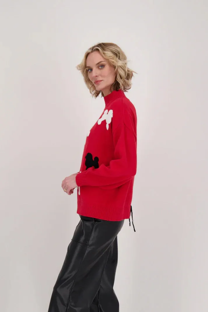 Poodle Turtleneck Sweater With Back-Tie Detail