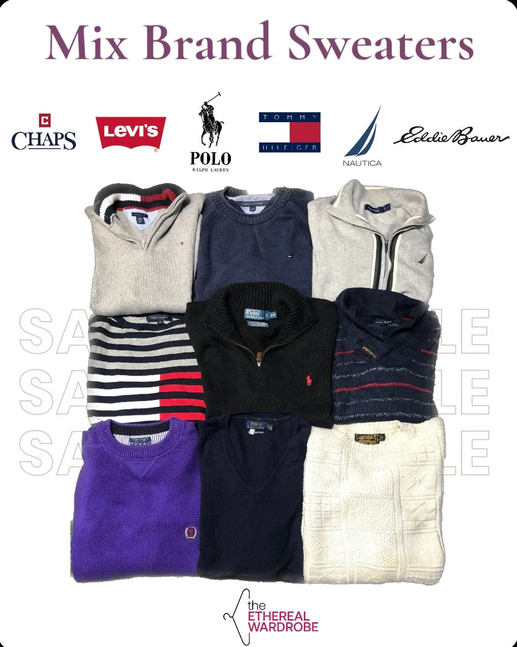 Premium Mix Brand Sweaters including Polo Ralph Lauren Tommy Hilfiger Eddie Bauer and Other Brands