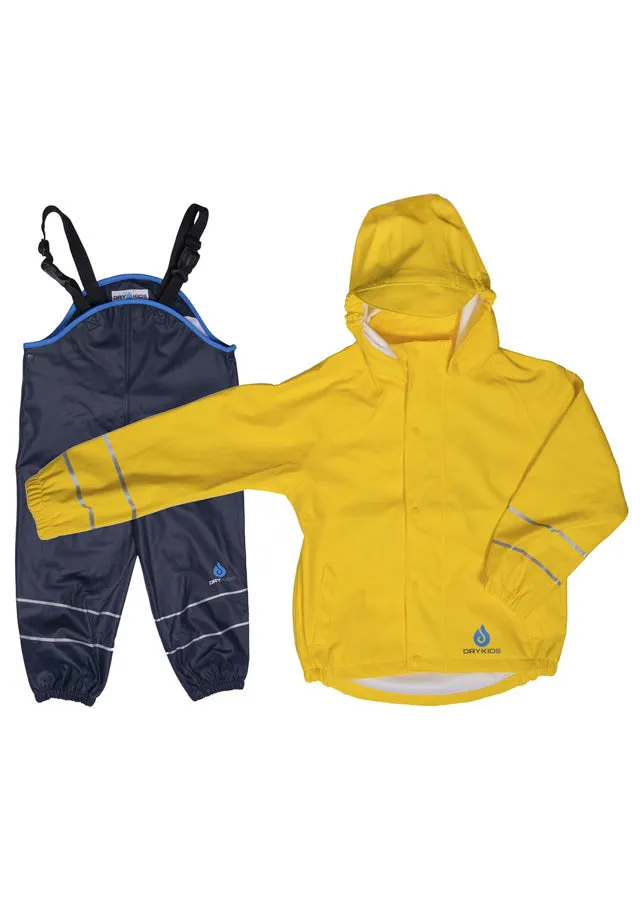 PU Splash Yellow/Navy Jacket & Dungaree Set