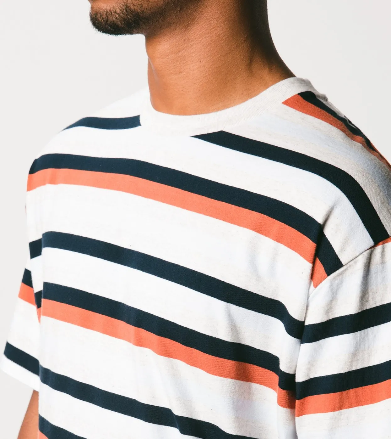 Quad-Stripe Box Tee White Marle/Clay - Sale