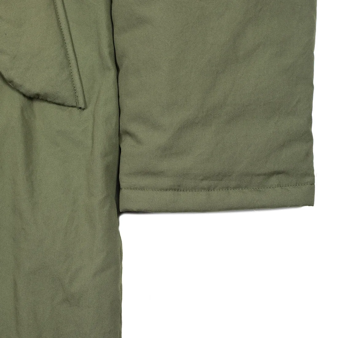 "Harry's Coat" parka in olive green water-resistant quilted Vancloth