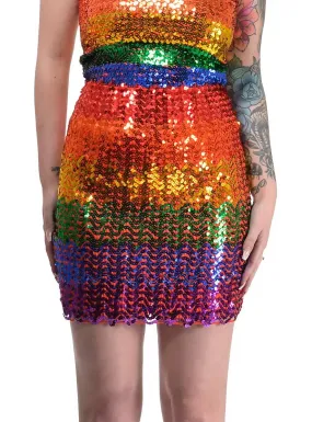 Rainbow Sequin Womens Plus Size Tube Skirt