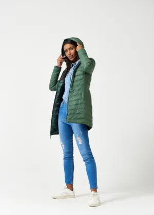 Reversible Emerald Army Duck Down Puffer Coat