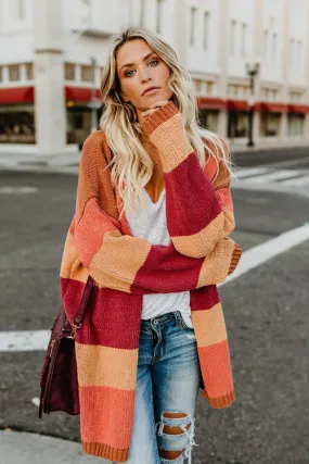 Roman Rusty Orange Stripe Cardigan