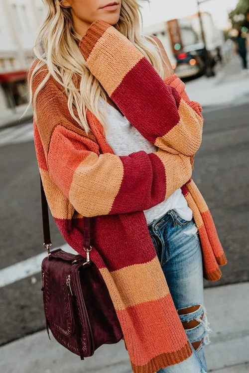 Roman Rusty Orange Stripe Cardigan