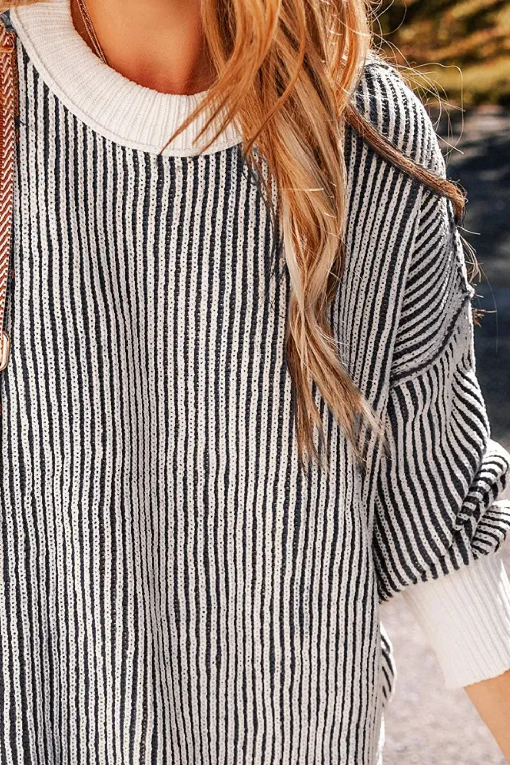 Round Neck Dropped Shoulder Sweater | Winter Fashion | Oversized Sweater