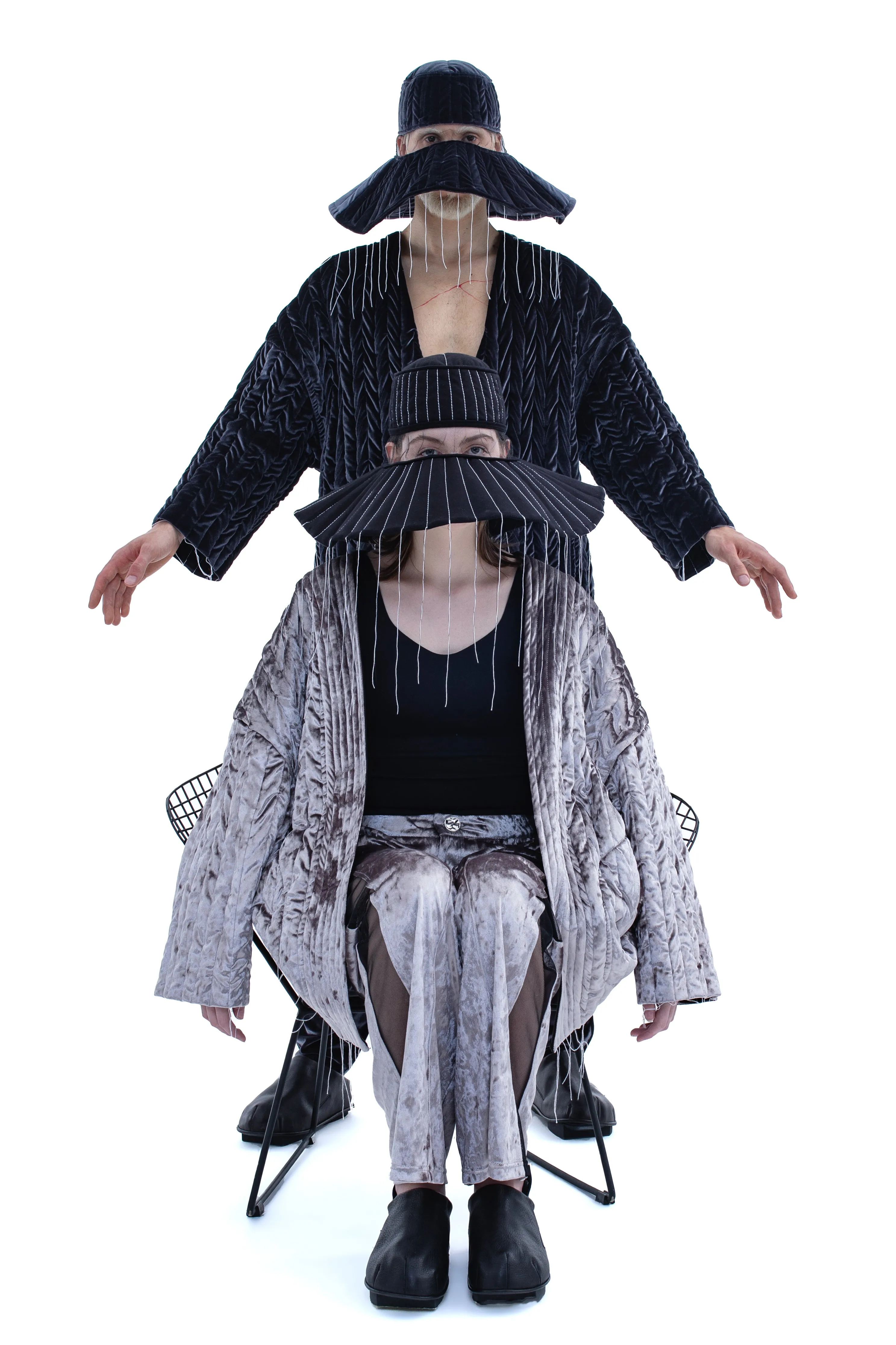 RUN(A)WAY SILVER VELVET PADDED QUILTED KIMONO COAT