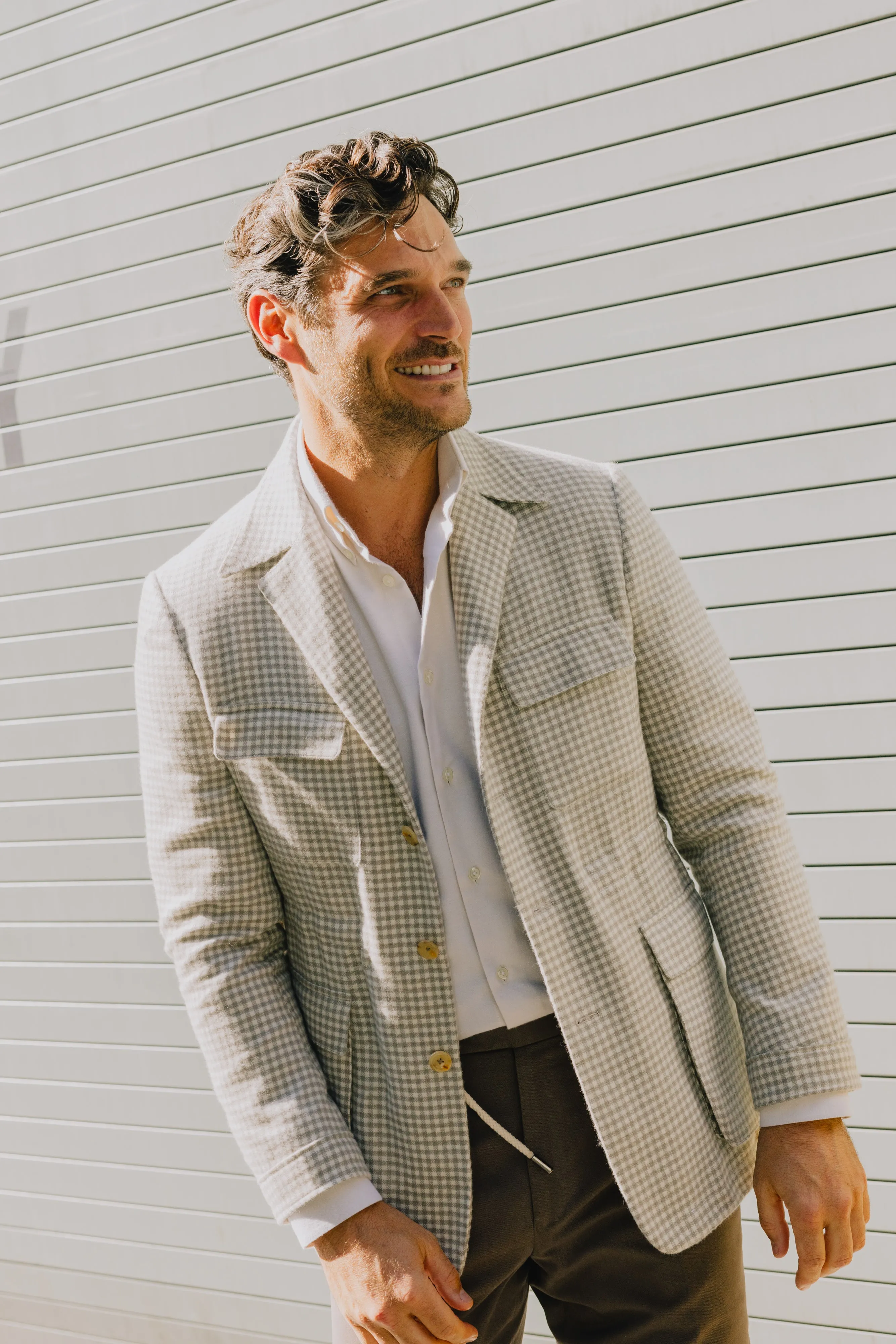 Safari Jacket in Cream Cashmere Check